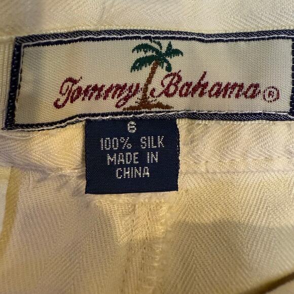 VTG Tommy Bahama size 6 100% silk shorts yellow pleated old money luxury resort - Picture 3 of 5